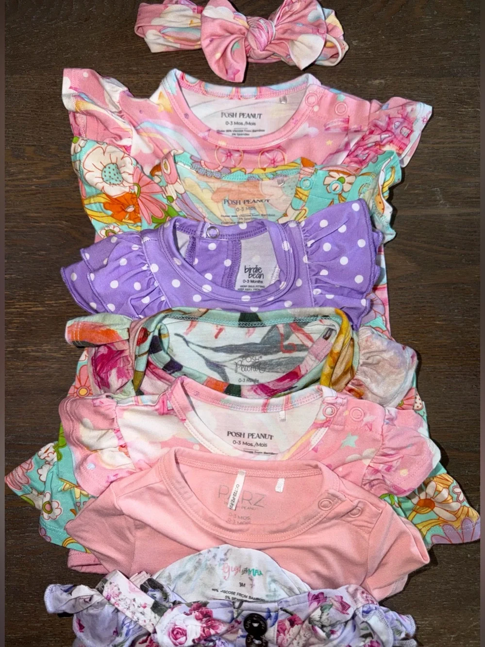 Baby Girl 8 Piece Posh Peanut / Birdie Bean / Gigi and Max Bamboo Lot